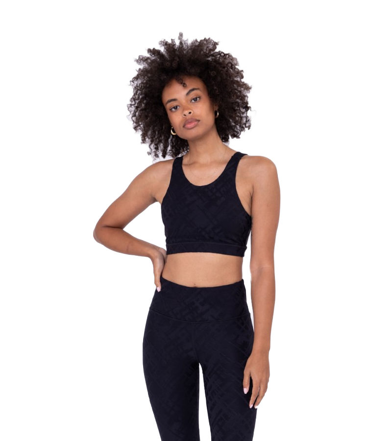 Mono B AT8056 Crosshatch Printed Sports Bra Music Collection