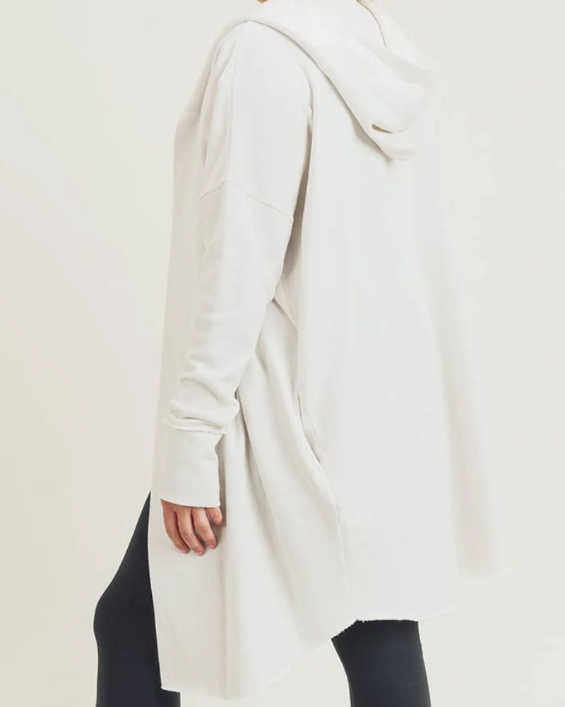 Mono B KJ10624 Open Front Longline Hoodie Cardigan